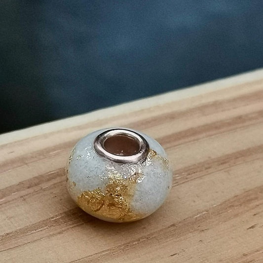 Breastmilk European Bead with Gold/Silver Leaf